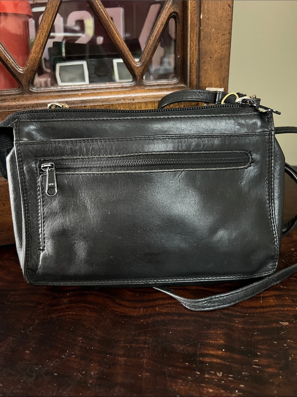 Black Leather DEREK ALEXANDER Crossbody Bag - Sleek Everyday Carry